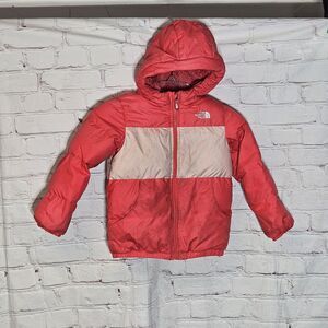 The North Face 550 Down Puffer Jacket Toddler 5T Red Pink Hooded Winter Coat